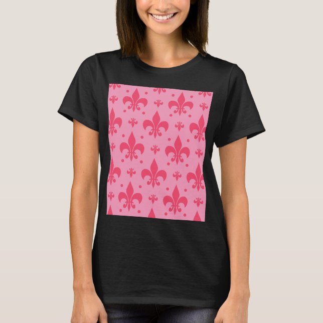 Rosa Fleur-de-lis Mönster Design T Shirt (Framsida)
