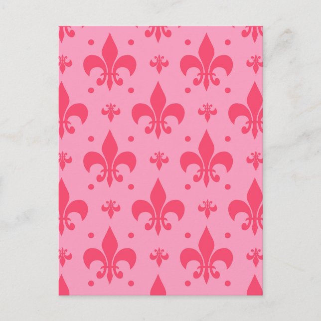Rosa Fleur-de-lis-mönsterdesign  Vykort (Framsida)