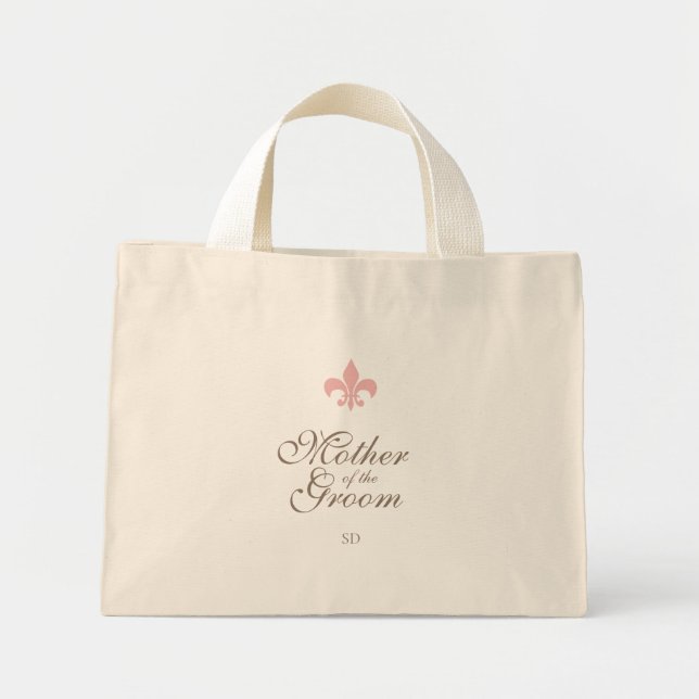Rosa Fleur de Lis Mor i Groom Initial Mini Tygkasse (Framsidan)