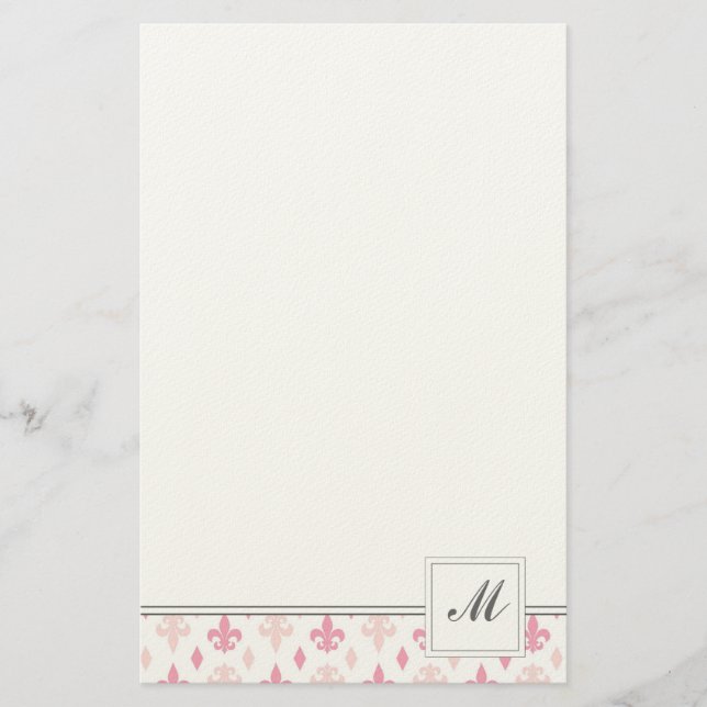 Rosa Fleur de Lis Stationery Brevpapper (Framsida)