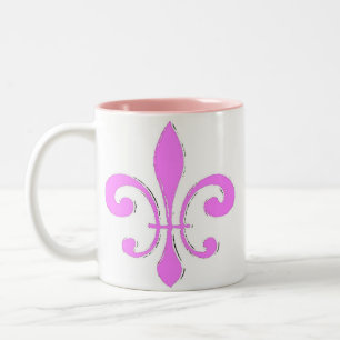 Rosa Fleur De Lis Två-Tonad Mugg