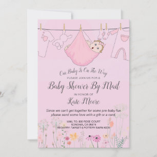 Rosa Flicka Baby Shower by Mail Inbjudningar