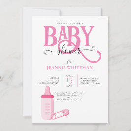ROSA FLICKA BABY SHOWER MED BABY FLASKA INBJUDNINGAR