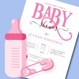 ROSA FLICKA BABY SHOWER MED BABY FLASKA INBJUDNINGAR