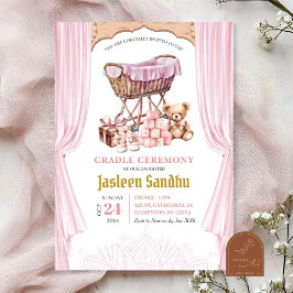 Rosa flicka baby shower vagga ceremoni inbjudningar