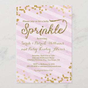 Rosa flicka baby sprinkle shower inbjudan