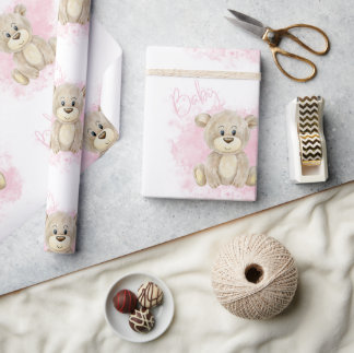 Rosa Flicka Bear Baby Shower Presentpapper