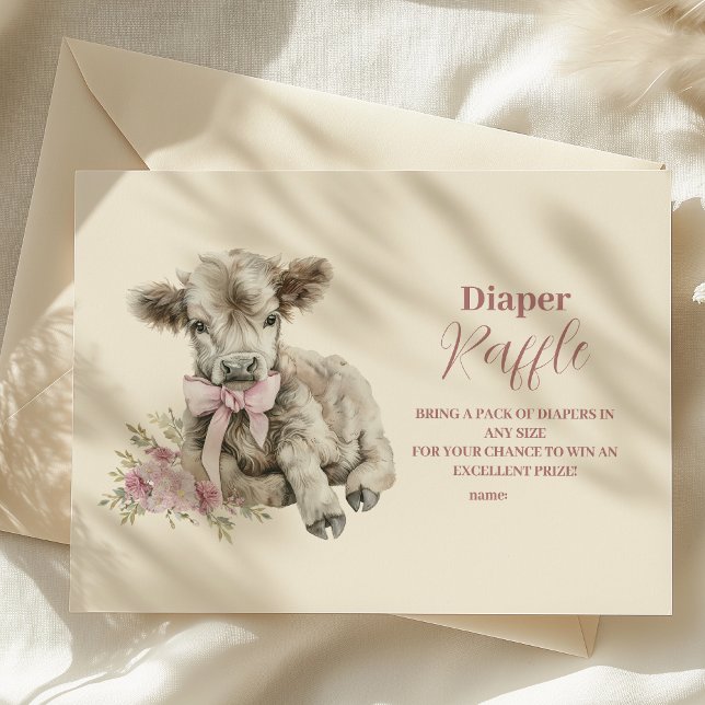 Rosa flicka Blommig högländsk ko Baby  Lottning bl Tilläggskort (Skapare uppladdad)