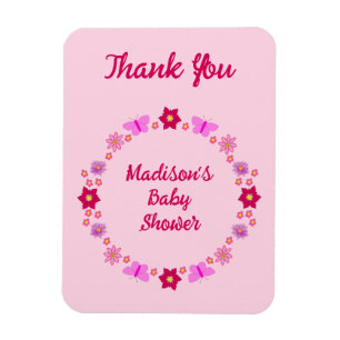 Rosa Flicka Butterflies and Flowers Anpassningsbar Magnet