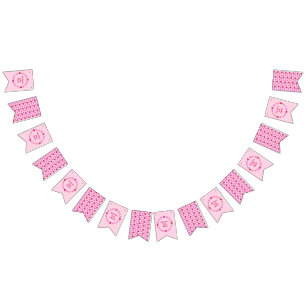 Rosa Flicka Butterflies and Flowers Baby Shower Vimplar