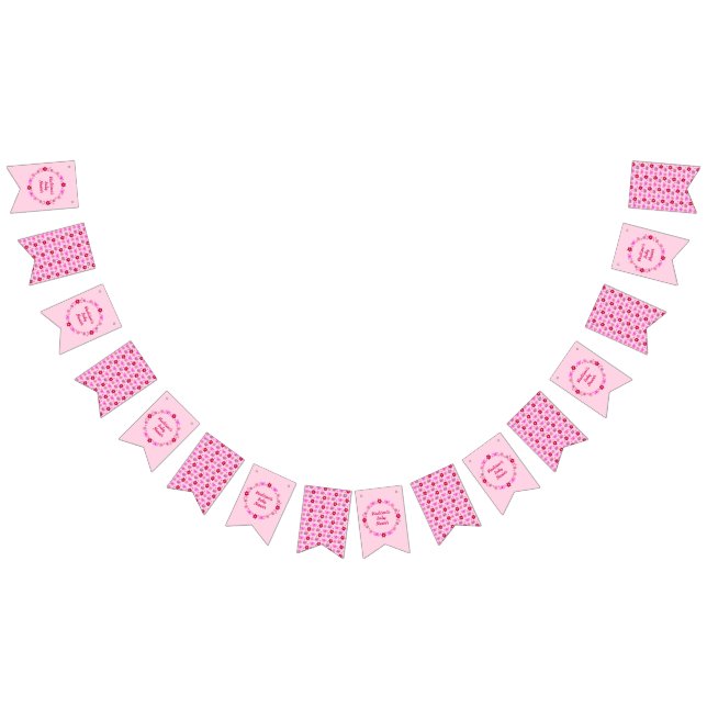 Rosa Flicka Butterflies and Flowers Baby Shower Vimplar (Alla)