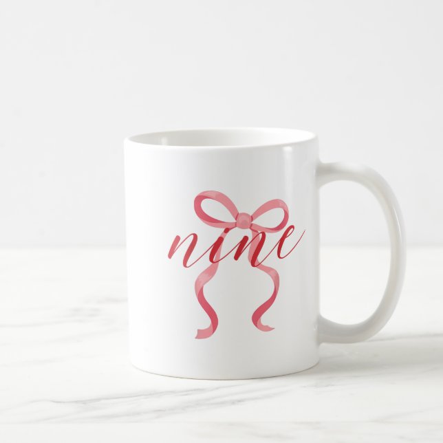 Rosa flicka Coquette Bow 9 år 9-års födelsedagsfes Kaffemugg (Höger)