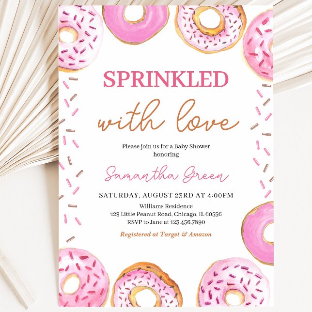 Rosa flicka Donuts Baby Shower Inbjudningar (Skapare uppladdad)