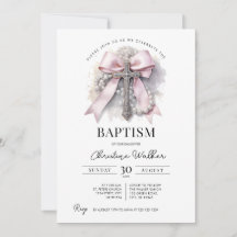 Rosa flicka dop inbjudan | Kors & Rosenkrans