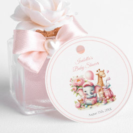 Rosa Flicka Elephant & Giraffe Golf Baby Shower Gåvor Etiketter