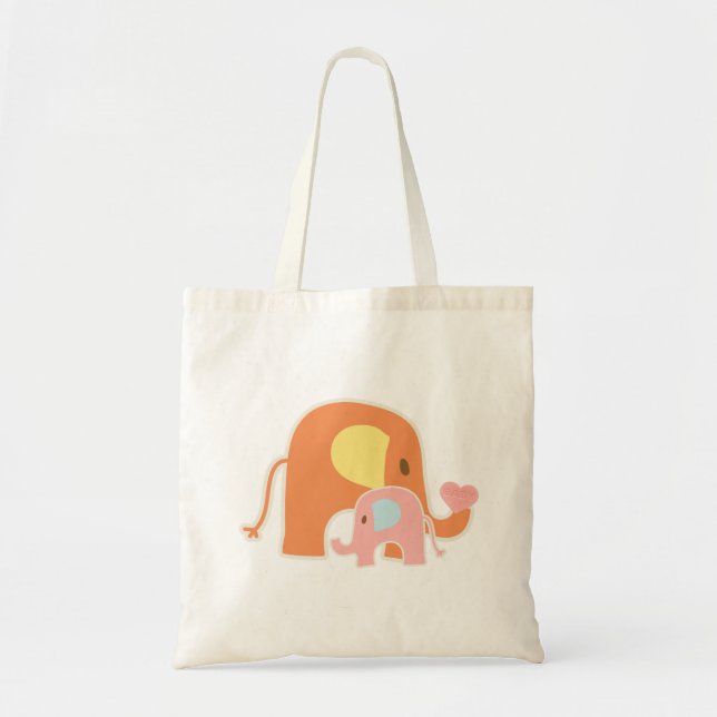 Rosa Flicka Elephant Tote Tygkasse (Framsidan)