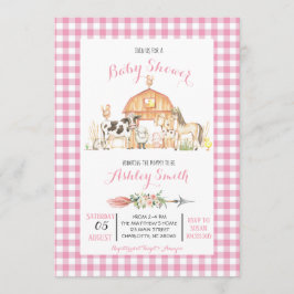 rosa flicka för barndusch på gården inbjudningar