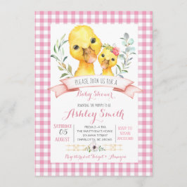 rosa flicka i anka-gårdens babydusch inbjudningar