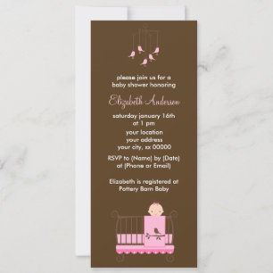 Rosa Flicka i Crib Girl Baby Shower Inbjudningar