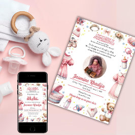 Rosa Flicka Islamic Birth Notice of Inbjudningar