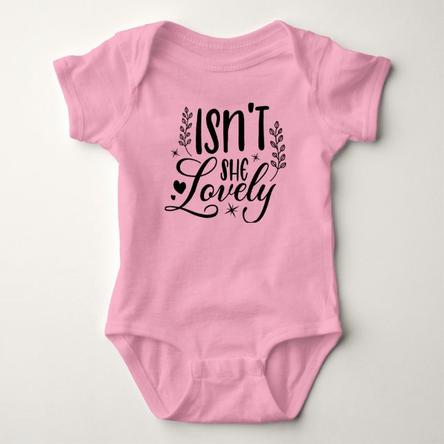 Rosa Flicka Kortärmad Baby Bodykostym T Shirt (Framsida)