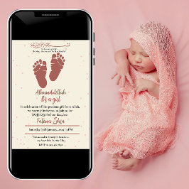 Rosa Flicka Muslim Aqiqah Aqeeqa Inbjudningar