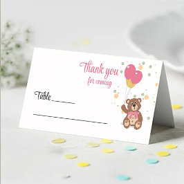 Rosa Flicka Nalle Baby Shower Guest Namn Placeringskort