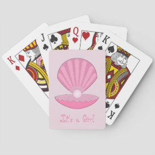 Rosa Flicka Ostron snäcka och Pearl Anpassningsbar Casinokort