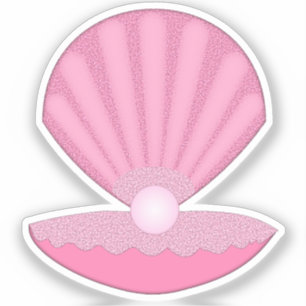 Rosa Flicka Ostron snäcka och Pearl Klistermärken