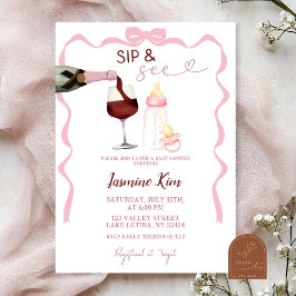 Rosa flicka Sip and See Baby Shower Inbjudan