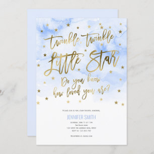 Rosa, Flicka, små skålstjärnor, babyskor Inbjudningar