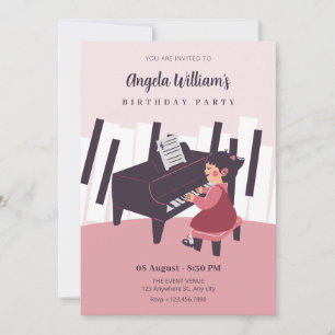 Rosa flicka spelar piano inbjudningar