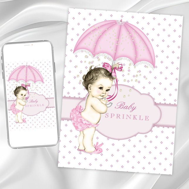 Rosa flicka stänk Bebis bjudning Inbjudningar (Cute sprinkle baby shower invitation. Instant download and printed invitations available.)