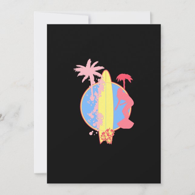 Rosa flicka surf logotyp inbjudningar (Framsida)