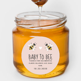 Rosa Flicka till Bee Honung Shower Favor Runt Klistermärke