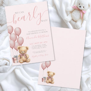 Rosa Flicka Vi Kan Knappast Vänta Baby Shower Inbjudningar