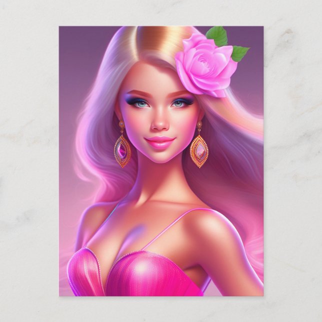 Rosa flicka vykort (Framsida)