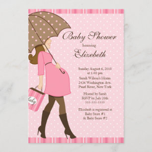 Rosa flickababy shower för modern gravid mamma inbjudningar