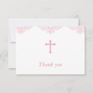 Rosa flickadop-/Christeningtack Tack Kort