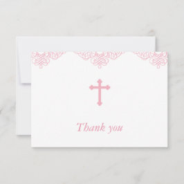 Rosa flickadop-/Christeningtack Tack Kort
