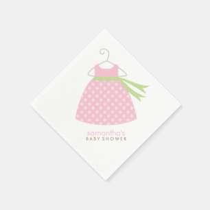 Rosa flickaklänningbaby shower pappersservett
