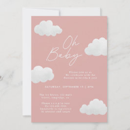 Rosa flickaktig elegant Oh Baby shower modern stil Inbjudningar
