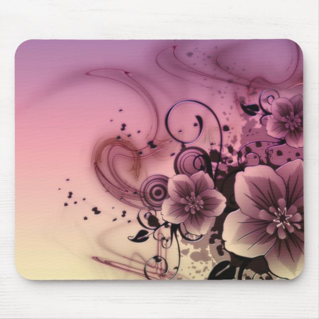 Rosa flickaktigtblomma Mousepad Musmatta (Framsidan)