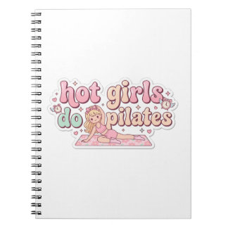 Rosa flickas fitnessplanering, Pilates flicka pres Anteckningsbok