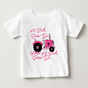 Rosa flickatraktor tee