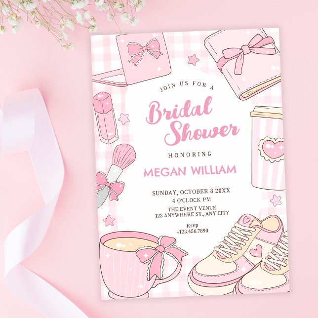 Rosa flickig bröllopsfest inbjudningar (Skapare uppladdad)
