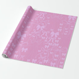 Rosa flickig coquette rosa rosett baby eller bröll presentpapper