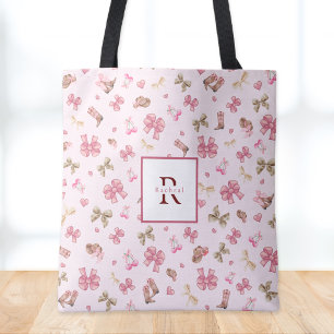 Rosa flickig cowgirl-coquette-mönster monogramnamn axelväska