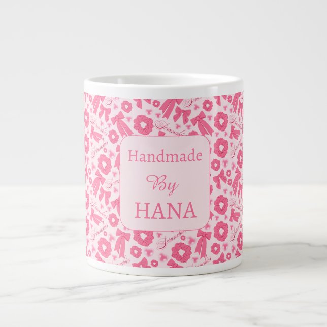 Rosa flickigt Scrunchies-mönster Sött hår tillbehö Jumbo Mugg (Framsidan)