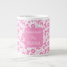 Rosa flickigt Scrunchies-mönster Sött hår tillbehö Jumbo Mugg